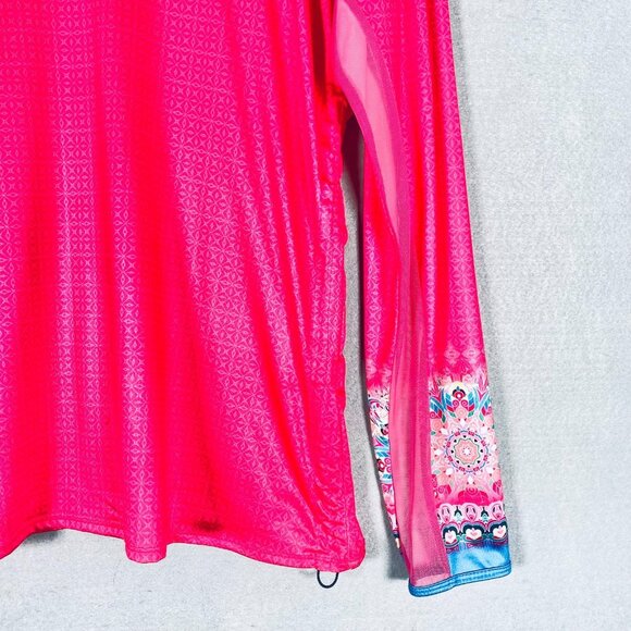 Lucky In Love Shirt Womens L Hot Pink Long Sleeve Pullover Tennis UPF 50 - Picture 2 of 14